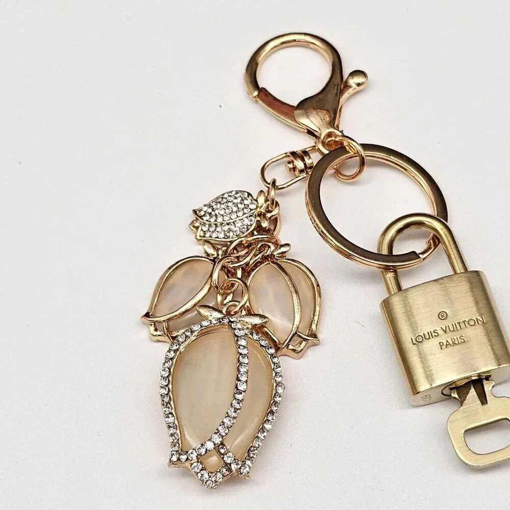 Louis Vuitton Gold Lock 🔒 Authentic LV Key + Unbranded Flower Bag Charm